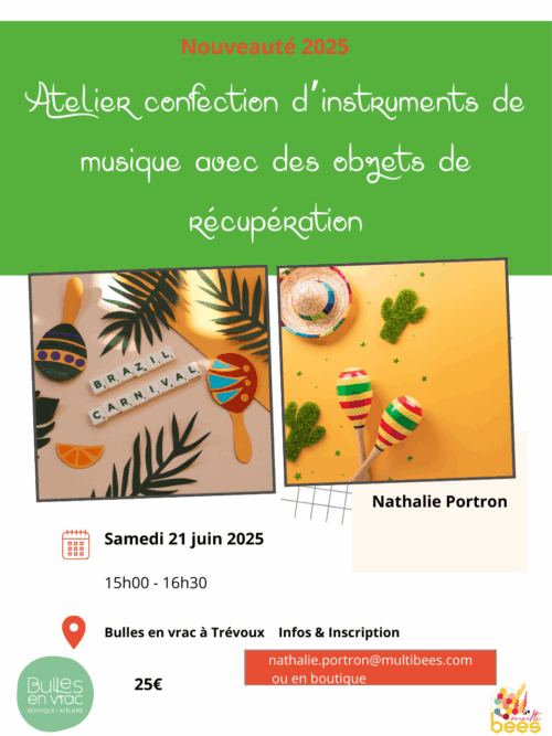 Atelier 21 juin- Confection d’instruments musique zéro déchet