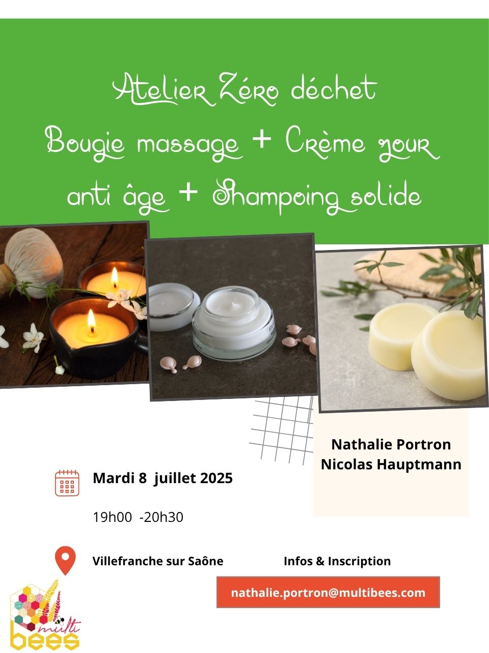 8 juillet-Bougie massage + crème jour + shampoing solide