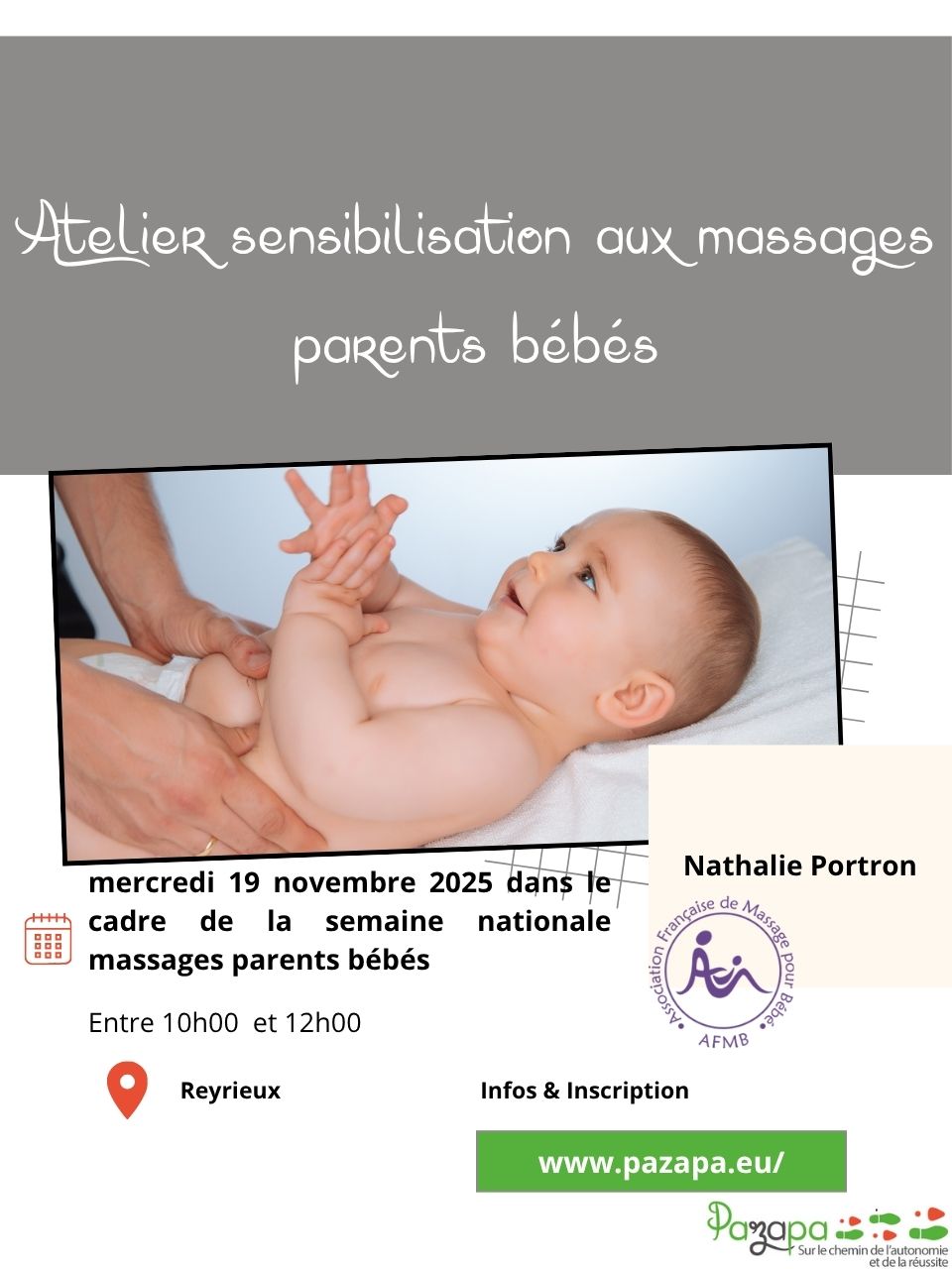 Atelier sensibilisation massages parents bébé